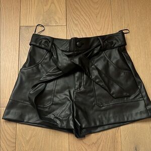 Black Faux Leather Women's Shorts